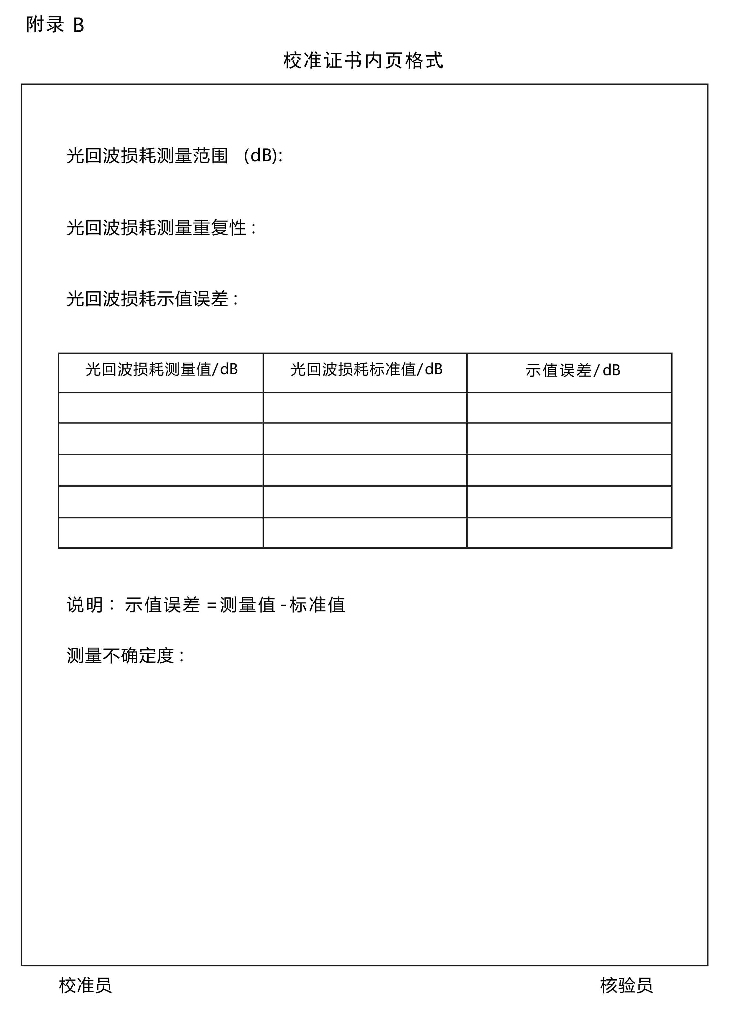 通信用光回波損耗儀校準規范 - 附錄 B 通信用光回波損耗儀校準規范 - 附錄 B