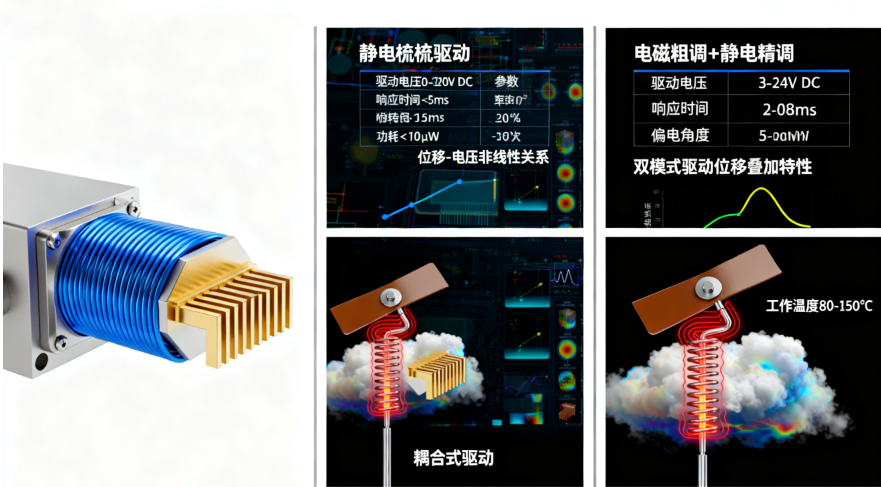 MEMS光開(kāi)關(guān)靜電梳齒驅動(dòng)扭臂式熱驅動(dòng)耦合式特性對比